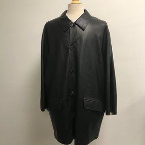 Torras black Spanish Leather to silk reversible trench coat e66 chest 58"